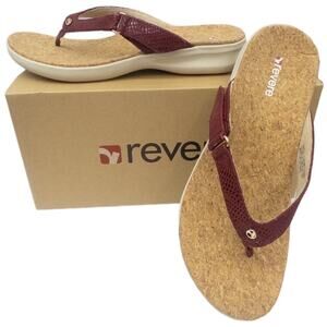 Revere Napoli Arch Support Comfort Slip on Toe Post Red Women's Sandals size 9